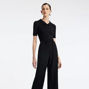 GOELIA Black Tencel Mulberry Silk Blend Knit Top in Black size M